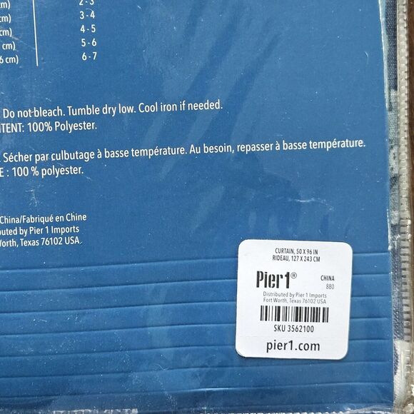 2 - Pier 1 Imports Somerton Blue Floral Paisley Curtain Panels 50" x 96" Grommet - Picture 4 of 8